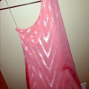 Guess by marciano one shoulder coral/ silver dress