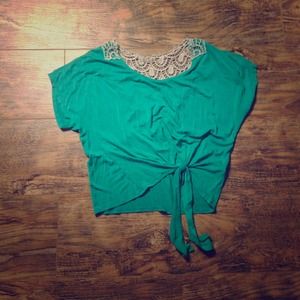 Turquoise top with lace back