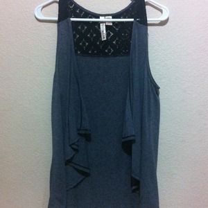 Flowy black tank cardigan