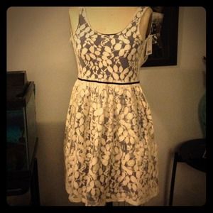 Leaf Lace Dress with peekaboo plaid