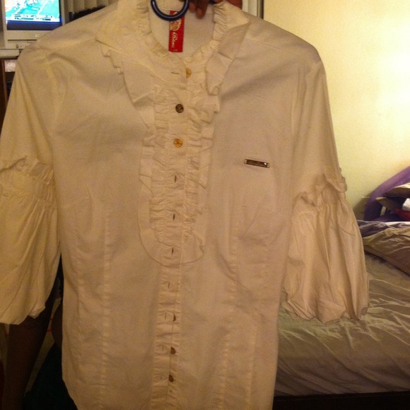 White Apple Bottoms shirt