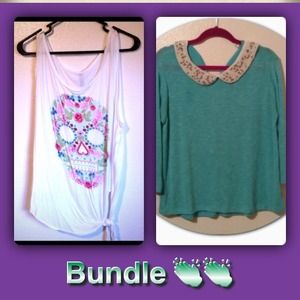 Pearl minty sweater top & skull top