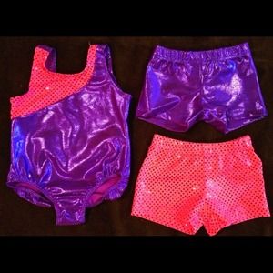 SOLD Girl's Gymnastics leotard gym shorts