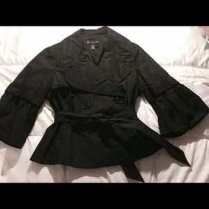 ⭐️Macy's INC Belted black trench style jacket sz M