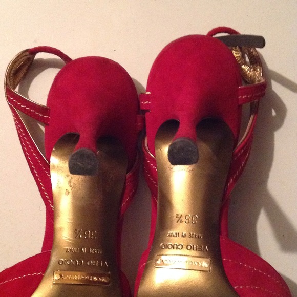Dolce & Gabana Red Suede Heels 36.5 - Picture 4 of 4