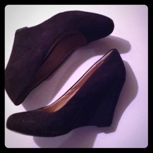 Chelsea Crew Black Suede Wedge Heels. Sz 38