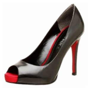 Nine West Peep toe black and red pumps