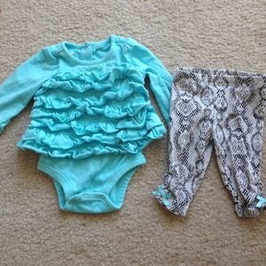 ***SOLD***Baby girl ruffle shirt and snakeskin leg