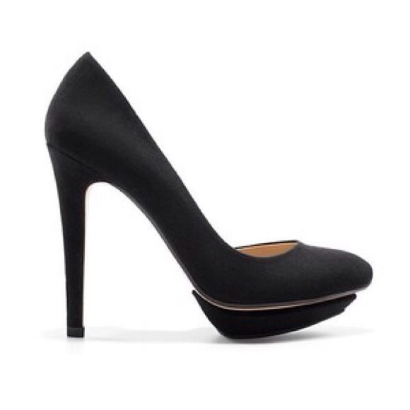 Zara Cut-Out Assymetric Suede Platform Stiletto