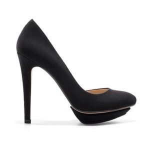 Zara Cut-Out Assymetric Suede Platform Stiletto