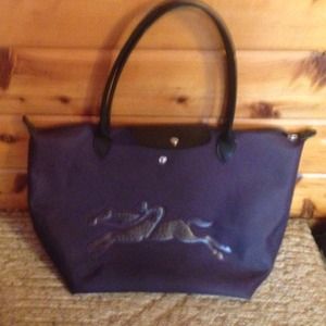 Longchamp le pliage purple logo bag