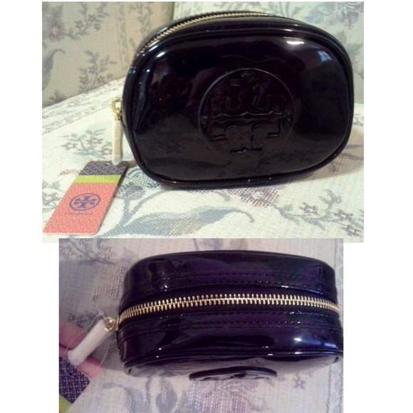 Tory Burch Black Cosmetic Case Brand New Clutch