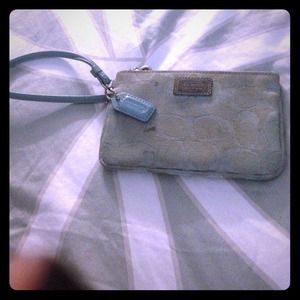 Coach baby blue wristlet