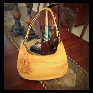 💲REDUCED💲leather mustard purse with fringe