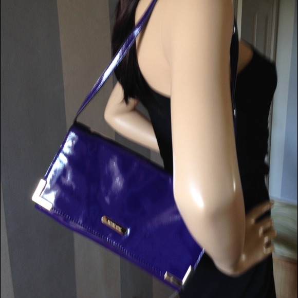 NEW Patent purple shoulder bag / clutch - Picture 2 of 4