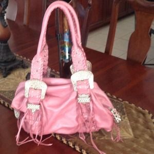 💲REDUCED💲 pink leather purse w/ rhinestones