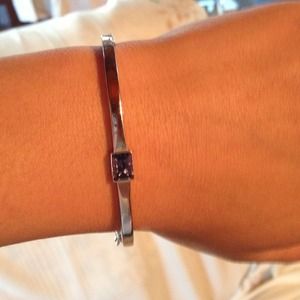 Silver and purple stone braclet