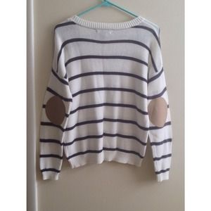 Elbow patch striped sweater