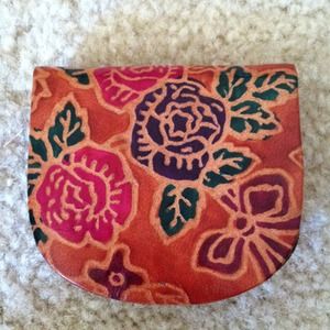 **SOLD** Leather coin purse with flowers