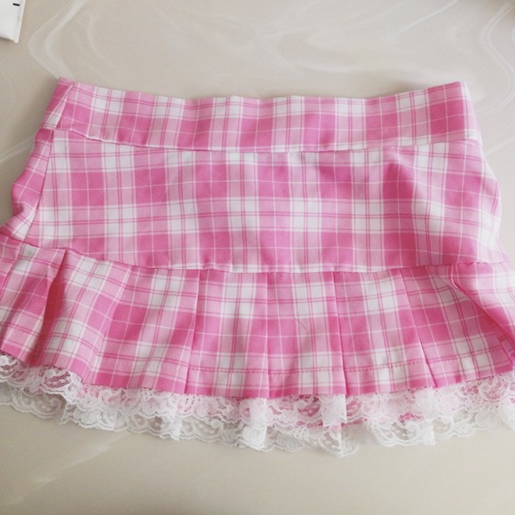 Pink Plaid Skirt