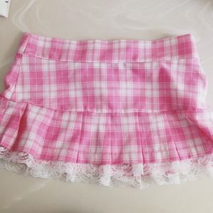 Pink Plaid Skirt