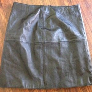 Black leather skirt **