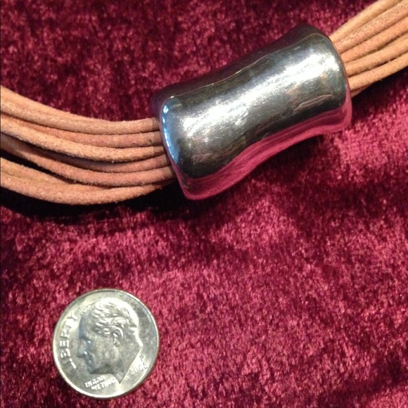 Leather and Sterling Silver Necklace - Picture 2 of 4