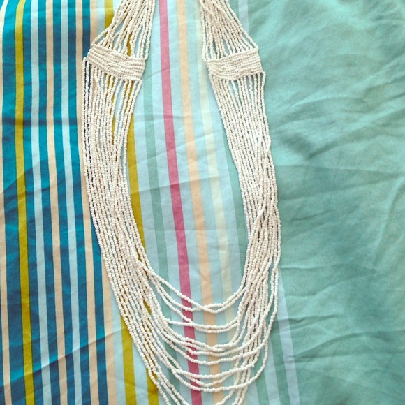 SOLD Long white beaded necklace