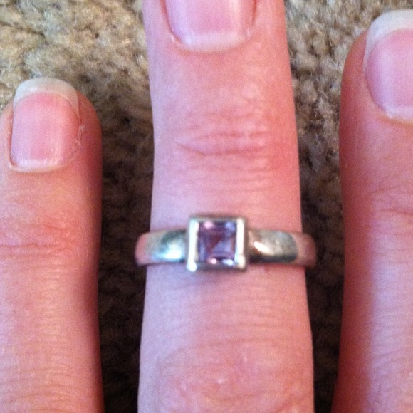 Sterling Silver Ring with Purple Jewel