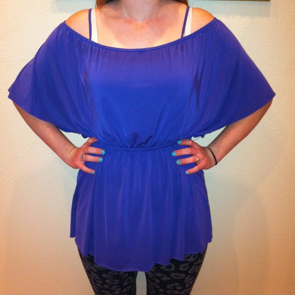 Purple Off the Shoulder Babydoll Top