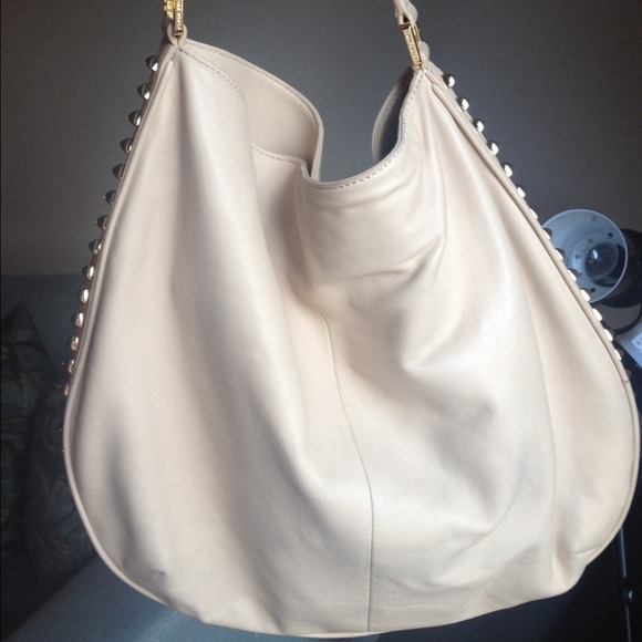 Tory Burch Studded Purse Handbag Gold Beige - Picture 2 of 4