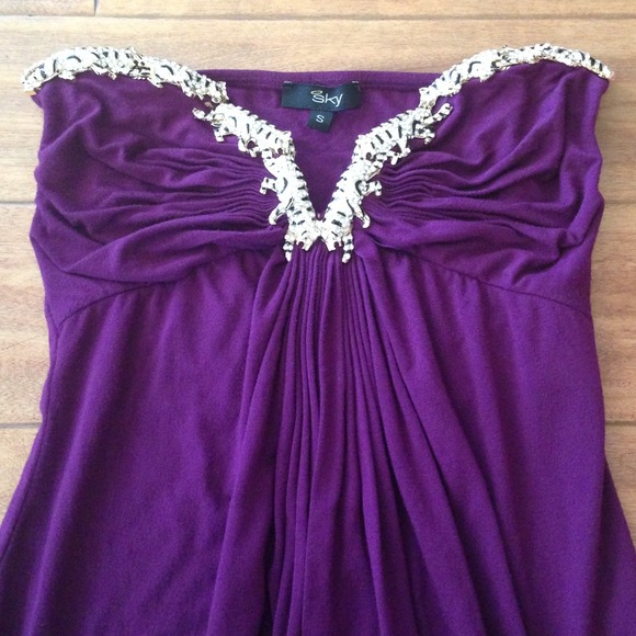 *SOLD* SKY Brand Purple Crystal Mini Tube Dress - Picture 2 of 4
