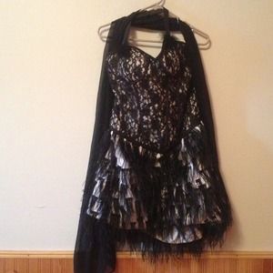 Cream & black prom dress