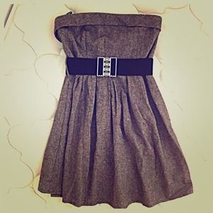 Tweed Style Strapless Dress