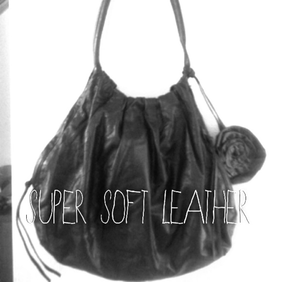 Black leather hobo purse
