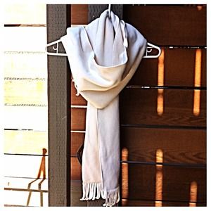 Cream Fringe Scarf & Blue Striped Scarf