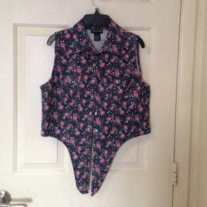 floral denim tied crop top