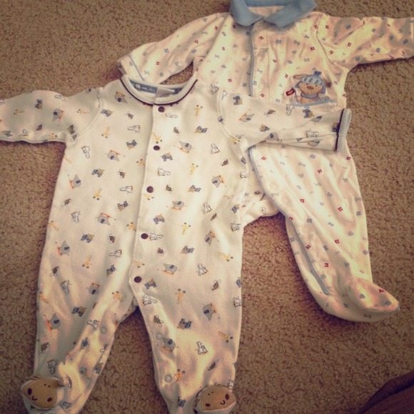 ⭐️Bundled/Sold to Marian ⭐️Two Baby Boy Footed PJs