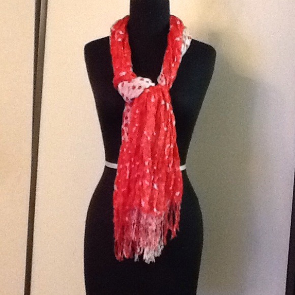 Red/White Scarf with Polka Dots! - Picture 2 of 4