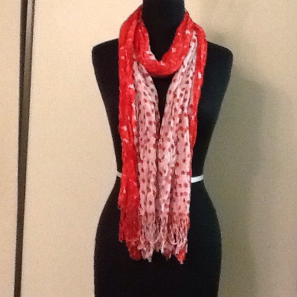 Red/White Scarf with Polka Dots! - Picture 3 of 4