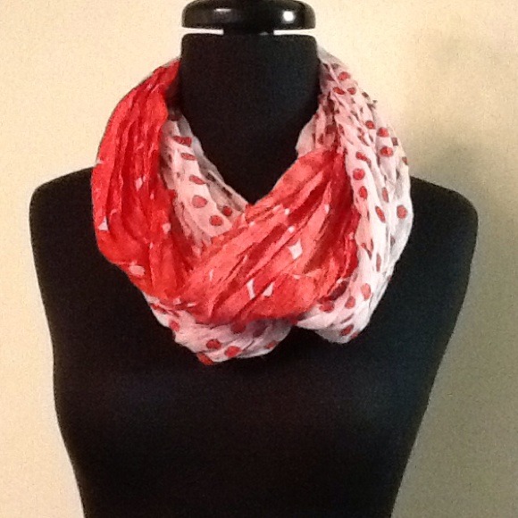 Red/White Scarf with Polka Dots! - Picture 4 of 4
