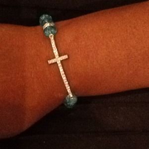 CZ Sideway Cross Bracelet