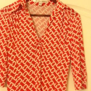 Diane von Furstenberg Dresses - REDUCED DVF silk dress in red & cream links print Diane von Furstenberg Dresses - REDUCED DVF silk dress in red & cream links print