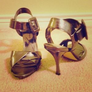 Pewter Strappy Heels