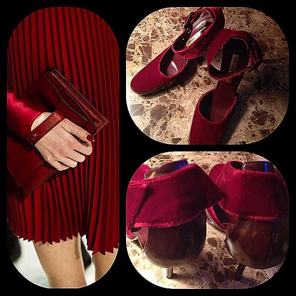 Cranberry velvet heels ankle strap