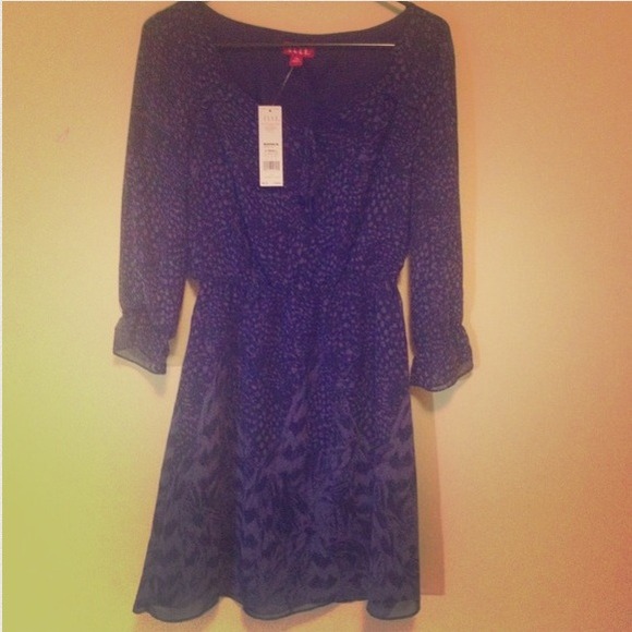 Elle Navy Peacock Print Dress - Picture 4 of 4