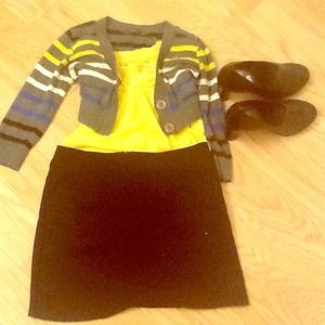 Yellow/White/Blue/Black Striped cropped cardigan!!