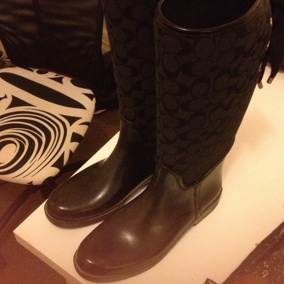 AUTHENTIC Black Coach Rain Boots