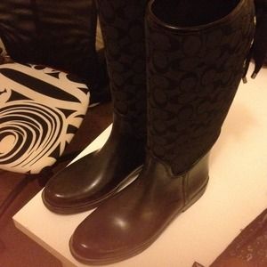 AUTHENTIC Black Coach Rain Boots
