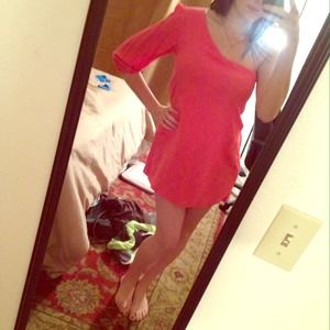 Coral One-Shoulder Dress